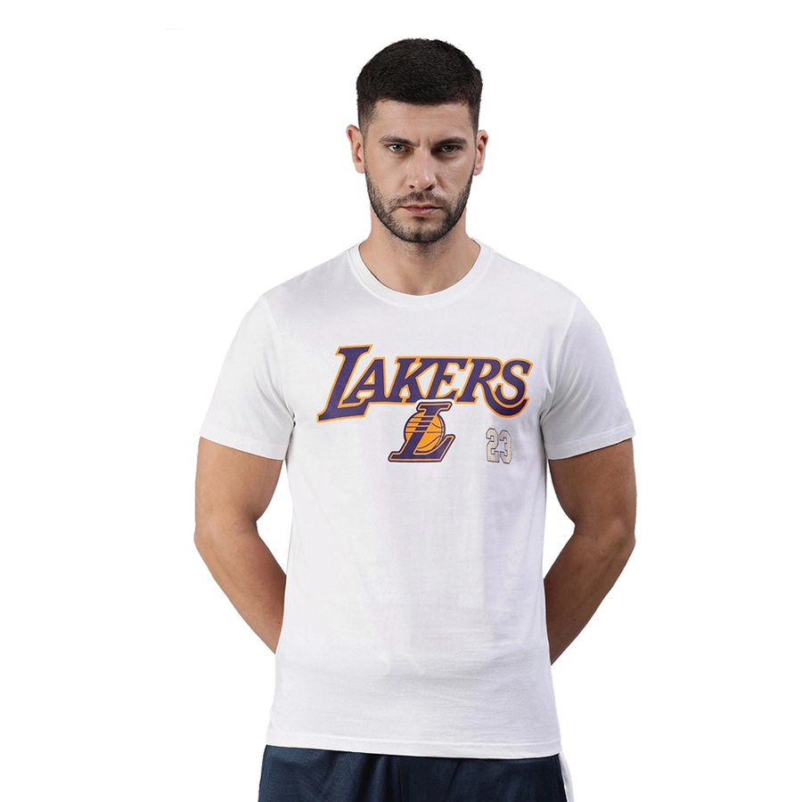 NBA LEBRON JAMES LOS ANGELES LAKERS NAME & NUMBER T-SHIRT 'WHITE'