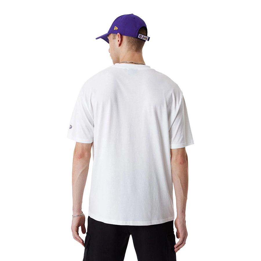 NEW ERA LOS ANGELES LAKERS NBA TEAM SCRIPT OVERSIZED T-SHIRT 'WHITE'