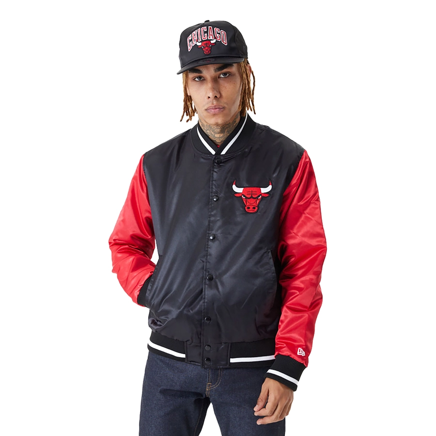 NEW ERA CHICAGO BULLS NBA SATIN BOMBER JACKET 'BLACK'