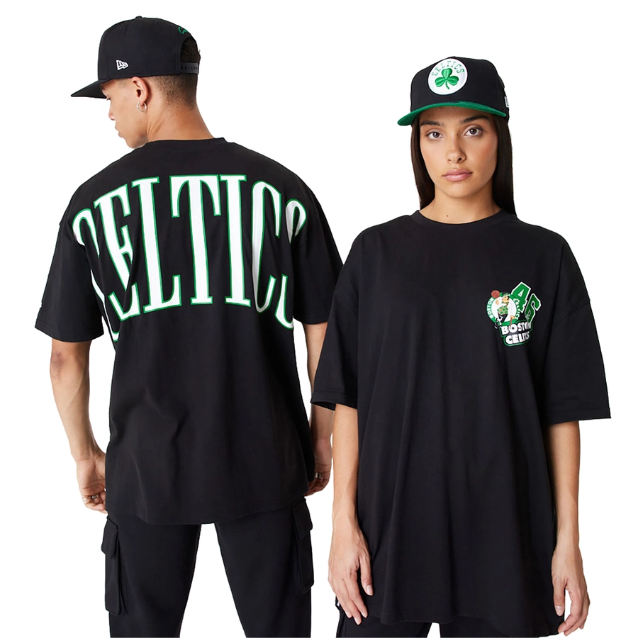 NEW ERA BOSTON CELTICS NBA ARCH WORDMARK OVERSIZED T-SHIRT 'BLACK'