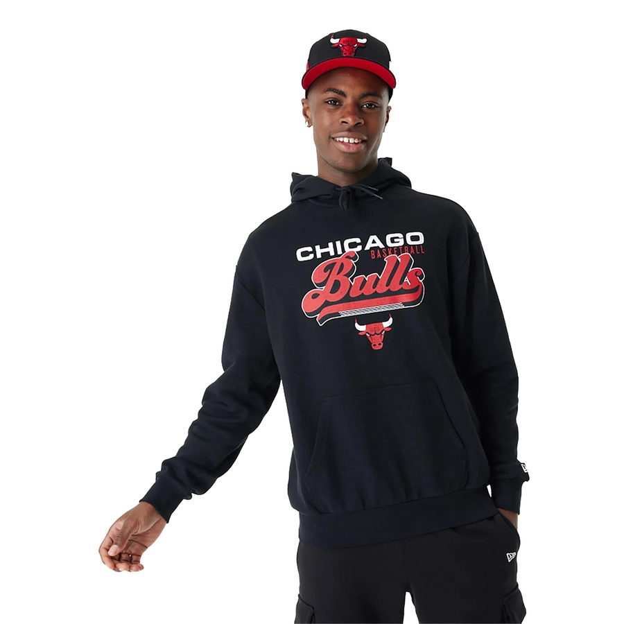 NEW ERA CHICAGO BULLS NBA RETRO GRAPHIC BLACK OVERSIZED HOODIE 'BLACK'