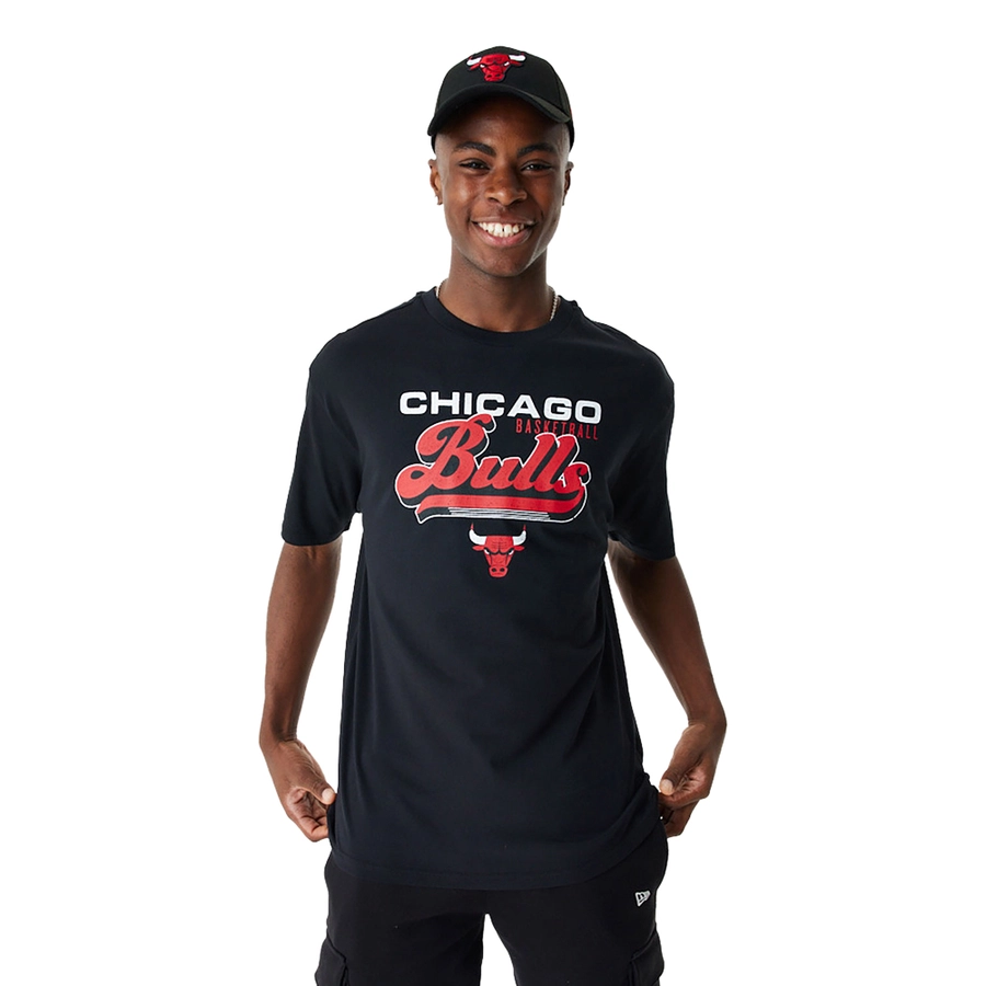 NEW ERA CHICAGO BULLS NBA RETRO GRAPHIC BLACK OVERSIZED T-SHIRT 'BLACK'