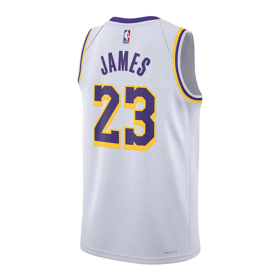 NIKE LOS ANGELES LAKERS LEBRON JAMES DRI-FIT NBA SWINGMAN ASSOCIATION EDITION JERSEY 'WHITE'