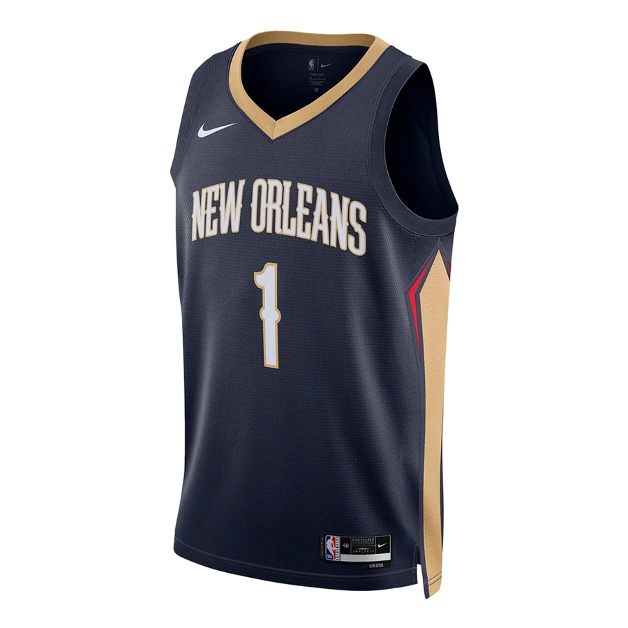 NIKE NEW ORLEANS PELICANS ZION WILLIAMSON DRI-FIT NBA SWINGMAN ICON EDITION JERSEY 2022/23 'NAVY BLUE'