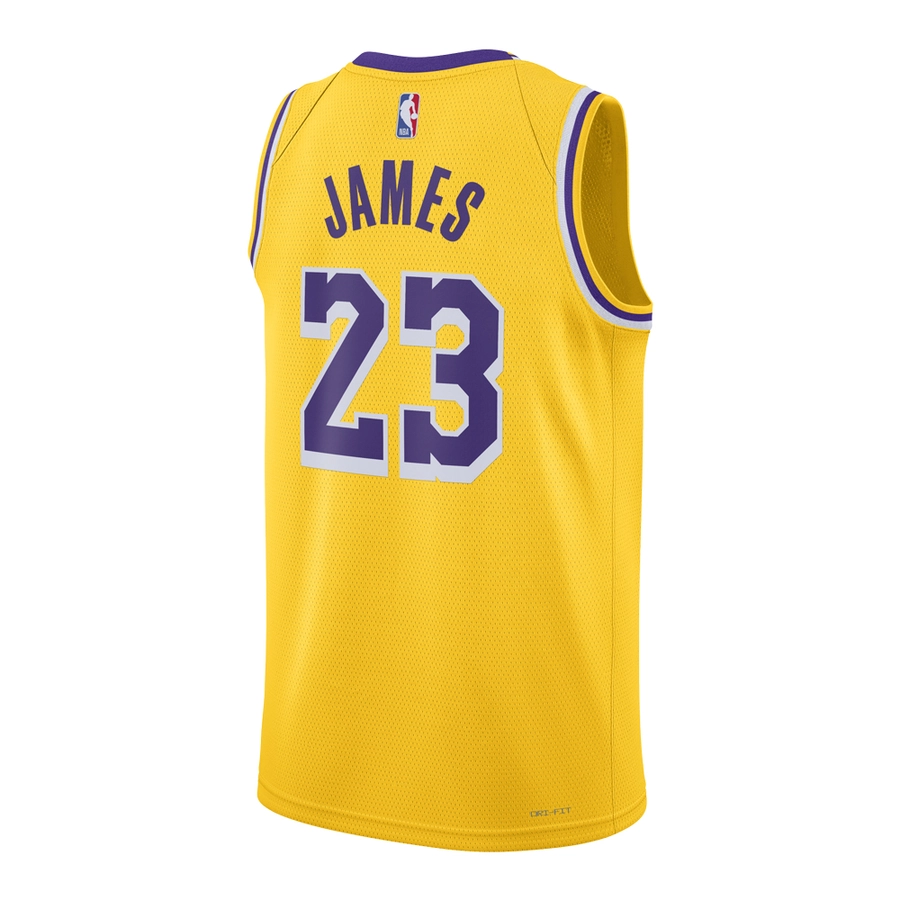 NIKE LOS ANGELES LAKERS LEBRON JAMES DRI-FIT NBA ICON EDITION SWINGMAN JERSEY 'YELLOW'