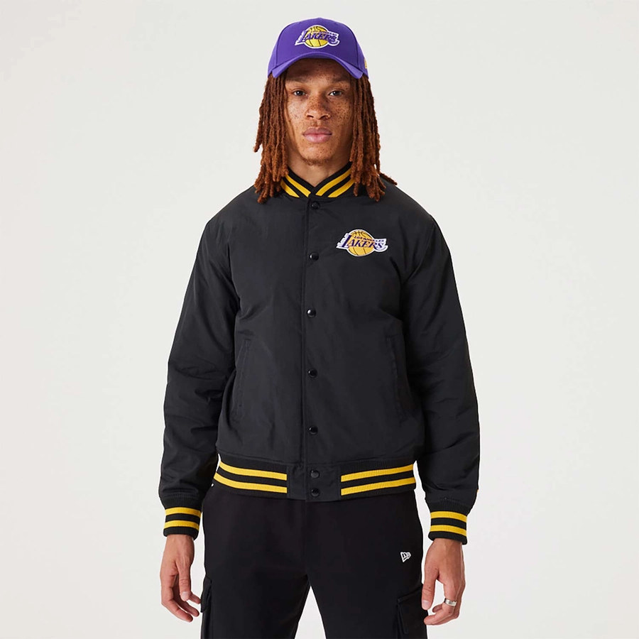 NEW ERA LOS ANGELES LAKERS NBA SCRIPT BOMBER JACKET 'BLACK'