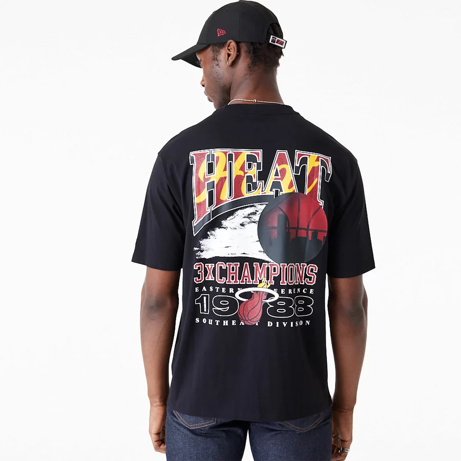 NEW ERA MIAMI HEAT NBA CHAMPIONSHIP OVERSIZED T-SHIRT 'BLACK'