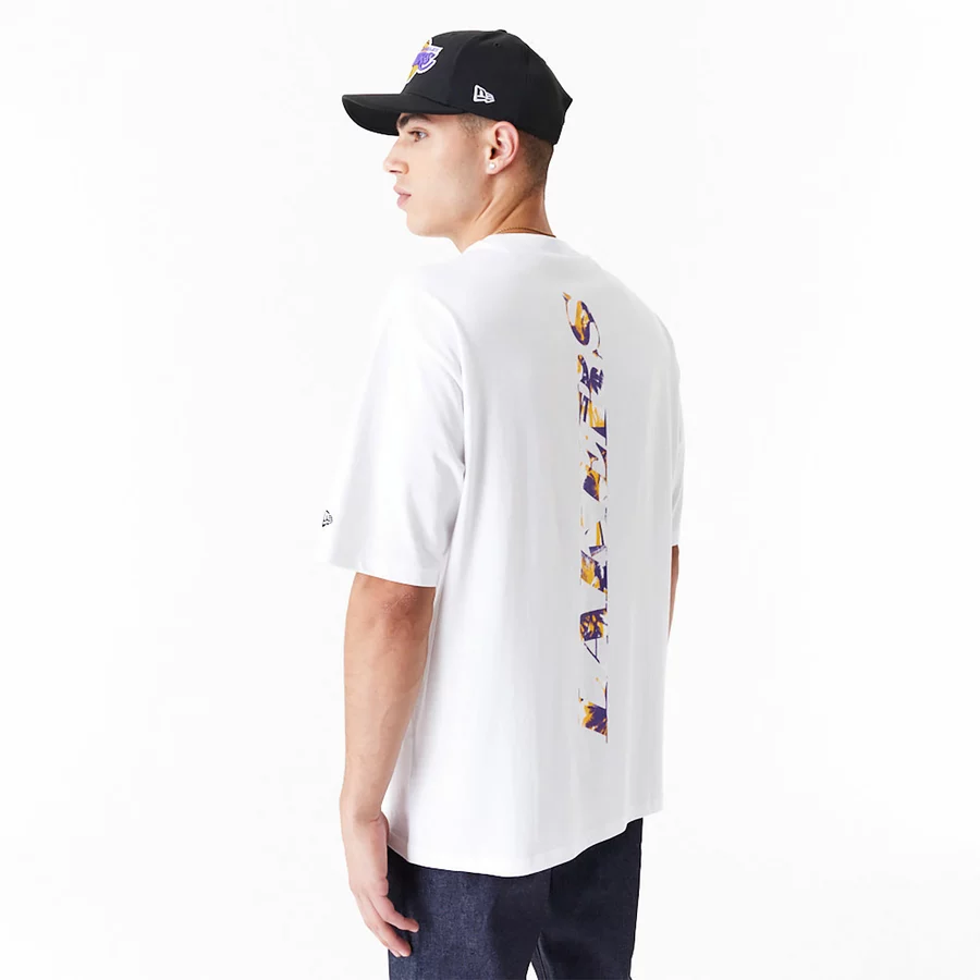 NEW ERA LOS ANGELES LAKERS NBA LARGE INFILL OVERSIZED T-SHIRT 'WHITE'